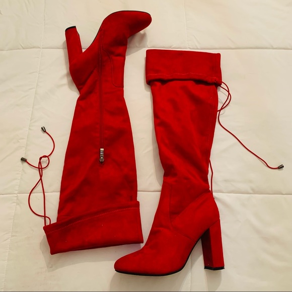Baldi London Red Thigh High Boots Size 8.5 - Picture 1 of 14